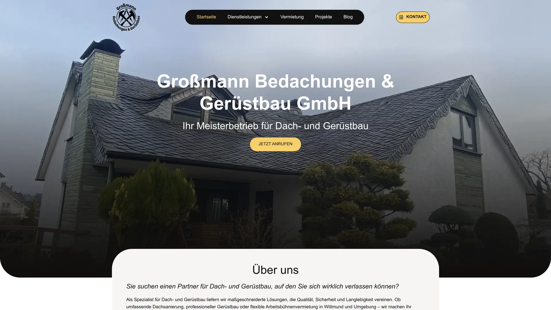 Die Website von Grossmann Bedachungen